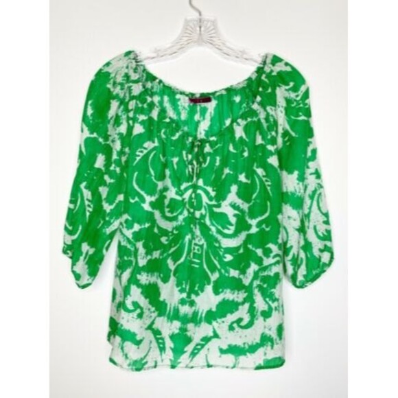 Velvet Brand Blouse Green And White Size Small - Picture 1 of 7